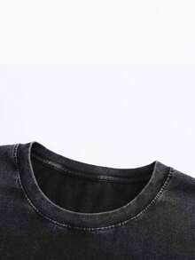 Street-Style Retro-T-Shirt mit kreativem Musterdruck für Herren, breiter Rundhalsausschnitt mit kurzen Ärmeln, weich und bequem für gute Atmungsaktivität. - Schwarz - Übersicht 3