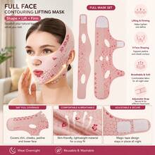 1pc Reusable V-Shaped Chin Lifting Mask, Adjustable Elastic Strap, Facial Contour Care Tool, Double Chin Jawline Lifting Trainer, Comfortable Fit Design, Suitable For Daily Beauty Care And Home Facial Use - Multicolor - View 3