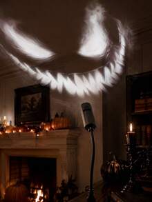 White & Colorful Ghost Face Mood Light, USB Plug-In Lamp For Halloween Room Decor - Black - View 9