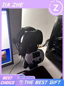 3-In-1 Universal Game Controller & Headset Stand, Holds 2 Controllers And 1 Headset At The Same Time. Space-Saving Desktop Storage Rack, Sturdy Construction. Ideal For Gamers, Perfect For Gaming Workspace, Game Room Decor And Daily Use. - Multicolor - View 6