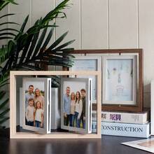 1pc 4x6 Inch (10x15cm) Rotating Dual-Sided Multi-Aperture Photo Frame, Suitable For Birthday, Wedding, Holiday Occasions, Triple Picture Frame, Desktop Display, Home Decor And Office Desk Accessory, Fun Gift - Multicolor - View 12