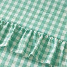 1PC French Vintage Plaid Tablecloth, Farmhouse Retro Style With Scalloped Edge, Skin-Friendly, Washable And Reusable, Suitable For Home Kitchen, Dinner, Outdoor Activities, Living Room, Dining Room, Party, Gathering, Daily Home Decor - Green - View 8