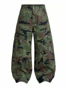 Men's Spring/Autumn Casual Fashion Straight Leg Outdoor Camouflage Cargo Pants - Army Green - View 2