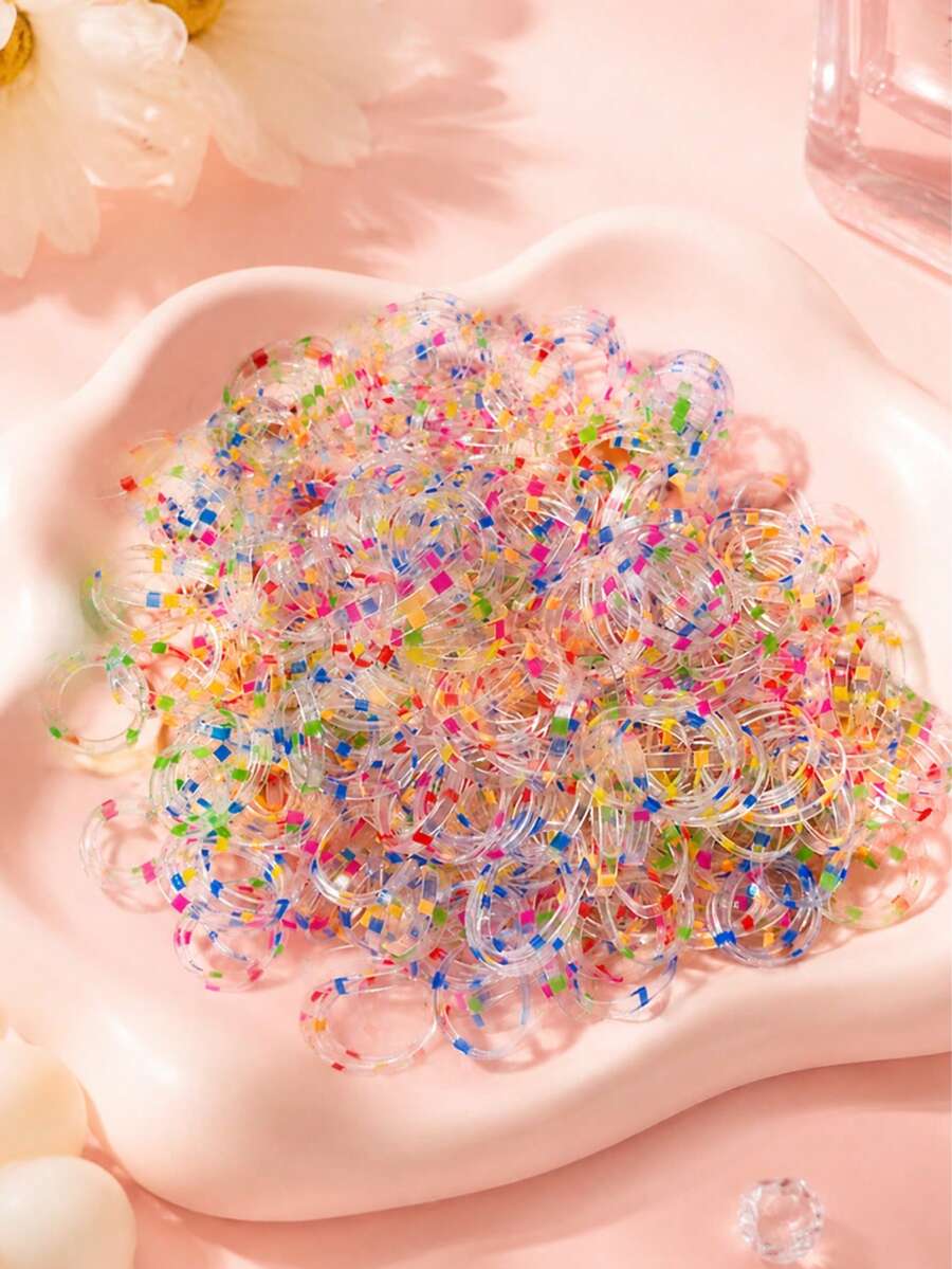 1000pcs Girls Colorful Non-Damaging Small Disposable Rubber Bands Suitable For Daily Matching - Multicolor - View 1