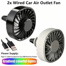 1pc Car Air Vent Cooling Fan, USB Powered Strong 7-Blade Turbine Fan With Gradient Color Atmosphere Light, Low Noise Multi-Function Mini Car Interior Cooling Fan - Car Vent Fan (wired) - View 21