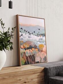 3 Pieces Botanical Wall Art Posters Birds Art Painting Landscape Print Pictures Mountain Hanging Picture Wall Prints Modern Home Decoration Stuff Living Room Wall Decor No Frame - Cartoon - View 5