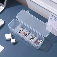 1個/2個 透明長型收納盒，5格，桌面電纜整理盒 - 長款 - 查看 4