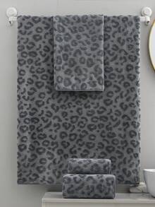 1pc/4pcs/10pcs - Luxury Leopard Print Bath Towel Set - Jacquard Coral Fleece Fabric, Ultra-Soft Plush Towels, Ideal For Creating Bold Home Decor And Spa Environment - Grey - View 8