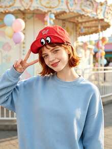 1件女款快乾字母刺繡棒球帽，翻帽簷，多功能，戶外防曬，適合騎單車、海灘及日常穿著 - 彩色 - 查看 1