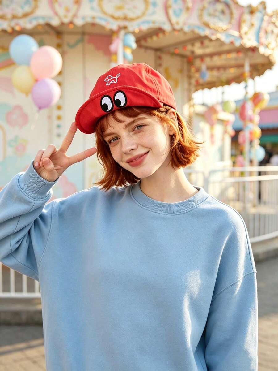 1件女款快乾字母刺繡棒球帽,翻帽簷,多功能,戶外防曬,適合騎單車、海灘及日常穿著 - 彩色 - 查看 1