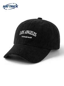 1件中性款 LOS ANGELES 刺繡燈芯絨復古軟頂棒球帽，可調帽簷鴨嘴帽，時尚百搭，適合日常休閒、跑步、運動、度假、戶外活動、派對，愛好者必備 - A - 查看 2