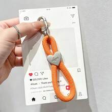 Sac à main de navette polyvalent avec cœur rotatif en métal tressé, court et épais, multifonction, pendentif, chaîne de téléphone, porte-clés, cordon de téléphone anti-perte et anti-chute pour l'extérieur - Multicolore - Voir 1