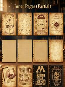 Harry Potter Vintage Leather Refillable Binder Journal, Embossed Notebook With Wizard Themed Inner Pages, Retro Loose Leaf Diary For Vision Board, Scrapbook, Wizard Fan Gifts & Handcraft - Multicolor - View 4