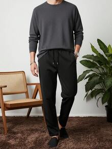 Men's Spring/Autumn Sports Long Pants, Comfortable And Sweat-Absorbent, Straight Leg, Suitable For Running, Basketball, Soccer And Gym Workouts - Black - View 7
