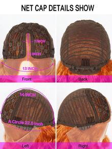 Peruca Feminina Laranja de Comprimento Médio Ondulada, Cabelo Sintético de Fibra Solto e Encaracolado na Altura dos Ombros, Linha de Cabelo Natural, Peruca de Cosplay Resistente ao Calor, Adequada para Festa de Halloween, Bruxa, Cosplay e Festival - Multicolorido - Visão 9