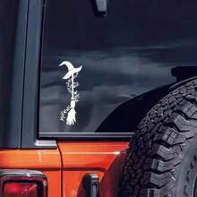 熱銷萬聖節女巫掃帚汽車貼紙，精美汽車裝飾，萬聖節女巫掃帚圖案，適用於家居與車輛裝飾，汽車配件 - 彩色 - 查看 6