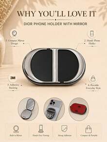 Dior Phone Stand Mirror 6.5*4.7cm, Built-In Makeup Mirror With 3M Strong Adhesive, Supports Phone, Suitable For Personal Use Or As A Gift - Dior Phone Stand Mirror - View 5