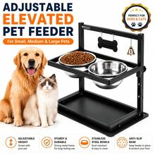 Adjustable Height Pet Double Bowl Feeder, Stainless Steel Cat And Dog Food Bowls, Neck-Protecting Anti-Choke Design, Dual Compartment For Freeze-Dried Food And Kibble - Combo Pack - View 10