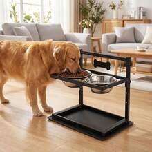 Adjustable Height Pet Double Bowl Feeder, Stainless Steel Cat And Dog Food Bowls, Neck-Protecting Anti-Choke Design, Dual Compartment For Freeze-Dried Food And Kibble - Combo Pack - View 8