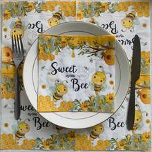 10/20pcs Bee Paper Napkins, Disposable Summer Bee Yellow Lunch Napkins Dinner Hand Towels, Suitable For Wedding Birthday Baby Shower Holiday Party Supplies - Multicolor - View 5