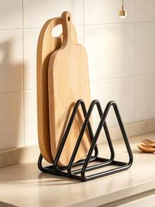 Cutting Board Storage Box, Triangular Cutting Board Rack, Black Metal Cutting Board Holder, Pot Lid Storage Rack, Suitable For Cabinet Countertop - Multicolor - View 4