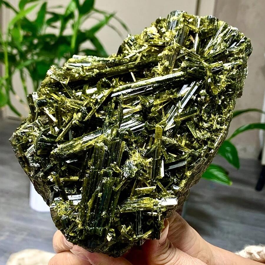 絕美稀有綠色碧璽石英晶簇礦物標本,天然原礦標本,居家裝飾藝術收藏品 - 綠碧璽 - 查看 1
