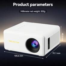Portable Projector, USB Connection, Native 720p, Supports 1080P, Equipped With Remote Control, Suitable For Smartphones, Tablets, Laptops And LCD Screens - White - View 6
