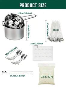 Panci Pelebur Lilin/Pengaduk/Braket Tetap/Bahan Baku Buatan Tangan DIY, Perlengkapan Pembuatan Lilin, Bahan Cetakan untuk Lilin Cangkir, Lilin DIY, Penggunaan untuk Pemula/Set Pemula Lengkap - Satu Set Perlengkapan Pembuatan Lilin - View 7
