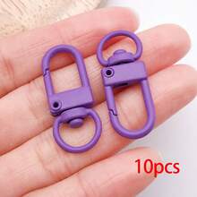 10pcs Multicolor Painted Mini D Shape Swivel Lobster Clasps Spring Snap Hooks With Rotating Ring For DIY Keychains Bag Charms Pendant Findings - Multicolor - View 15