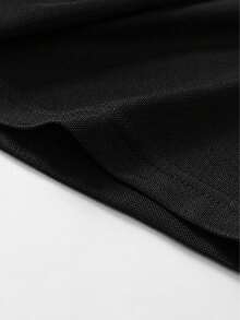Men's Pure Black Short Sleeve Polo Shirt, Classic Collar Three-Button Placket Casual Top, Suitable For Daily Commute And Business Wear, Men's T-Shirt, Men's Polo Shirt - Black - View 5