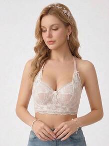 Aesletic Lace Wireless Bralette For Small Bust, Lift & Enhance Cleavage, Sexy Lingerie, Suitable For Flat Chest - Baby Pink - View 1