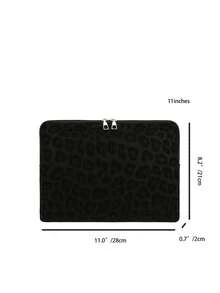 筆電保護套 純色極簡奢華多尺寸 筆電平板收納包 11"/13"/15" 電腦包 豹紋天鵝絨休閒中性平板保護套 內層套 文件小包 筆電攜帶包 相容 iPad Air 4 5 Pro 防震保護套 - 黑色 - 查看 13