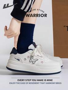 Warrior Women's Board ShoesSpring And SummerComfortable Modest Style Casual Yet Sleek Sneakers Applicable Throughout The Year Wear-Resisting All-Day Wear Training Sneakers Running Shoes - Beige/dark Blue - View 7