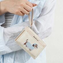 Baellerry 女款短夾，高級感 Ins 風格卡夾與零錢包，學生對比色時尚拉鍊錢包 - 杏色 - 查看 10