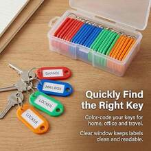 100/50/10 Plastic Keychains With Ring And Label Window, 10 Assorted Colors - Multicolor - View 6