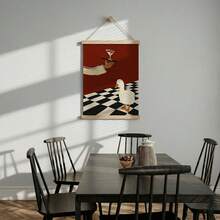1pc Funny White Duck Cocktail Martini Wall Art Canvas Poster Prints Vintage Checkered Bar Kitchen Painting Artwork Picture Giclee Print Quirky Dining Room Home Decoration Decors Unframed /Framed Or Wooden Hanging - Pattern - View 5