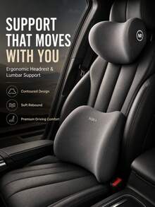1PC Ergonomic Car Headrest Pillow Or Lumbar Support Cushion, Soft Rebound Neck And Waist Backrest Pad For Driver Seat, Daily Commute And Long Road Trips - Headrest and Lumbar Support - View 4