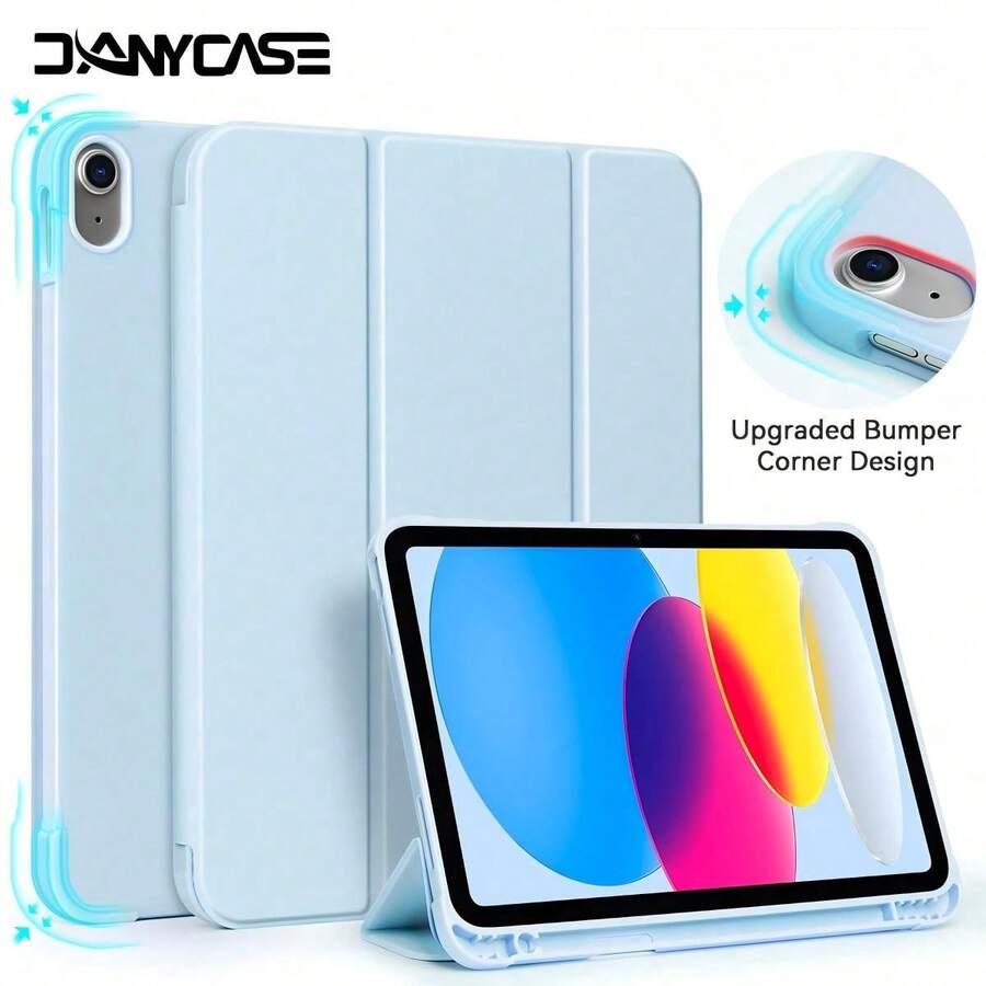 Ốp bảo vệ máy tính bảng DANYCASE 11 inch có khe đựng bút cảm ứng, phù hợp với các dòng A16, Air 11, M3, M2, Pro 11, M4, M5, thế hệ thứ 7, 8, 9, 10.2 inch, 10, 10.9 inch, Air 4, Air 5, thiết kế chống rơi. - Màu xanh nhạt - View 1