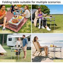2ft Folding Camping Table, 3 Adjustable Height Small Folding Table With Storage Net Lightweight & Portable With Carry Handle, For Outdoor Indoor Camping Beach Hiking BBQ RV, Blooming Floral - Blooming Floral - View 9