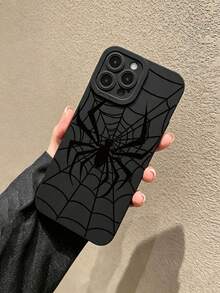 1 pieza Funda de teléfono con patrón de telaraña negra de cobertura completa, compatible con Apple 17 16 15 14 13 12 11 Plus Pro Max Series, funda protectora personalizada estilo Ins, funda de teléfono de moda, protección de cobertura completa minimalista, imagen linda, funda protectora de moda TPU anti-caída minimalista, diseño de alta estética, regalo de cumpleaños, regalo de vacaciones - Multicolor - Ver 3