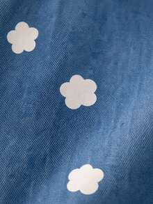 1pc Girls Toddler Sweet Cute Ruffle Trim Pleated Design Peter Pan Collar Denim Jacket Daily Fashion Outfit - Medium Wash - View 5