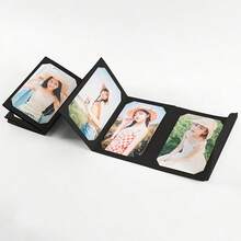 1 Set 6-Inch Photo Postcard Storage Album, Accordion-Style Foldable Photo Album, Card Folder Book Sleeve, Black & Brown - Multicolor - View 2