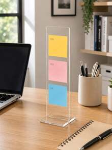 1pc Detachable Transparent Acrylic Memo Board Stand, Minimalist Vertical Desktop Message Display Rack, Sturdy Base Sticky Note & To-Do List Organizer, Suitable For Office, Home, Study, Back To School Decor - Multicolor - View 9
