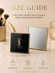 YSL 聖羅蘭黑金隨身化妝鏡，6.5×6.5cm，亮面黑金質感輕薄易收納，日常外出補妝、送禮皆適用 - 黑金 - 查看 4