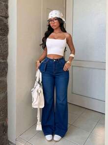 Women Jeans - Navy Blue - View 2