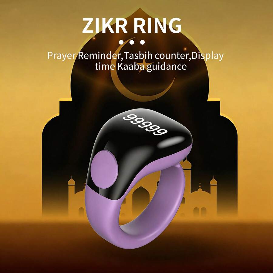Counter Ring OLED Screen Electronic Prayer Beads Azan Time Vibration Reminder Bluetooth APP Sync Finger Counter Ring Wearable Ring Counter