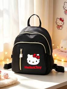SANRIO 1Pc Hello Kitty Cartoon Print Small Fashion Backpack For Women, Casual Mini School Bag With Zipper Compartments For Daily Commute, Travel - Multicolor - View 9