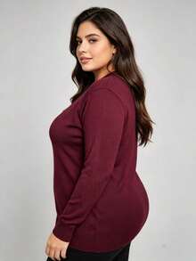 Plus Size Women Tops - 紅木色 - 查看 4