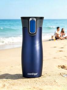 Contigo 不鏽鋼真空保溫旅行杯，自動密封防漏咖啡隨行杯，易清洗杯蓋，便攜式冷熱飲杯，適合戶外、辦公室、開車使用 - 淺藍色 - 查看 2