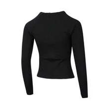 Nike Sportswear Logo Embroidered Fishbone Double Zipper Slim Fit V-Neck Long Sleeve Jacket For Women - Black - View 7